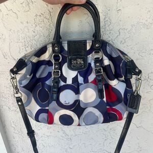 Vintage Coach Op Art Madison Sabrina Satchel Blue 2008 21235 Hand Bag Purse